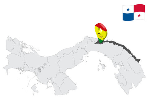 Location Guna Yala Comarca on map Panama. 3d location sign similar to the flag of  Guna Yala.  Quality map  with  Regions of the Panama for your design. EPS10