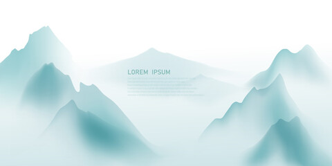 modern design vector illustration of a gorgeous chinese ink landscape painting