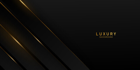 luxury black abstract background with golden lines vector illustration