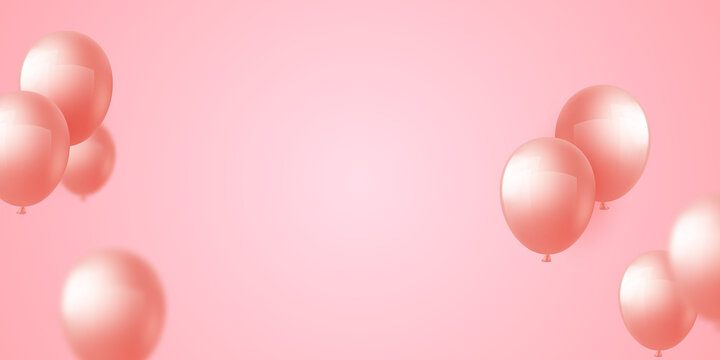 Celebration background with pink balloons for party Virtual design of a 3D balloon. © HNKz