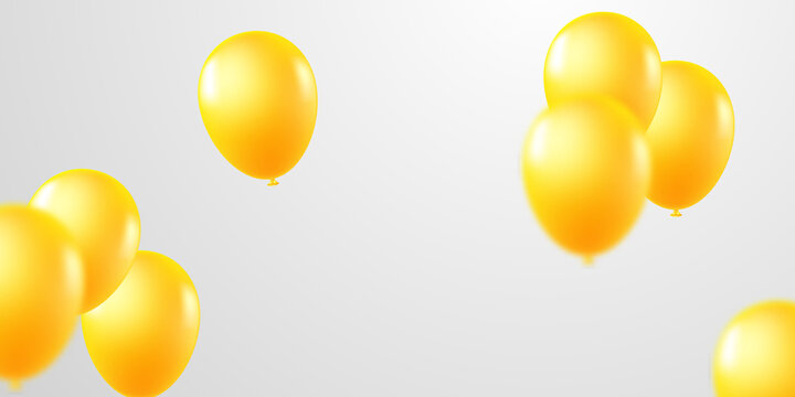 Celebration background with yellow balloons for parties. 3D balloon virtual design