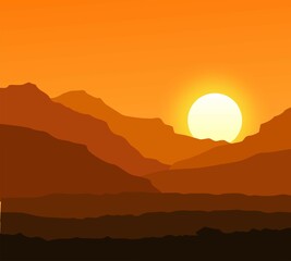 sunset in the mountains