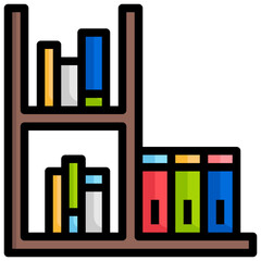 BOOKSHELF filled outline icon