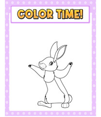 Worksheets template with color time! text and rabbit outline