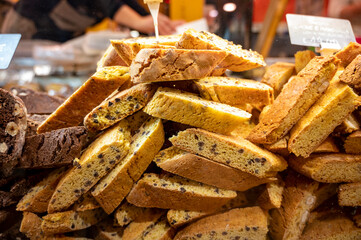 Fresh baked italian cantucci biscuits for coffee