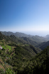 Panoramic view on green mountains of Anaga national park, North of Tenerife, Canary islands, Spain