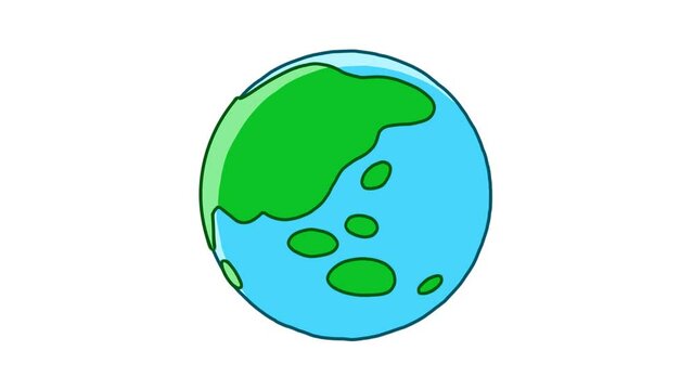 手描きアニメ風の地球