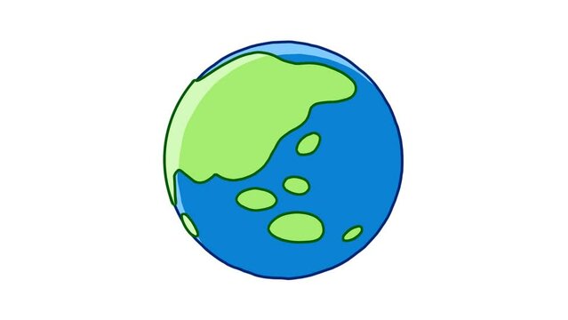 手描きアニメ風の地球
