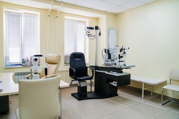 interior of a modern ophthalmological office in an optics store or clinic. 