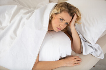 sleepy woman does not want to wake up