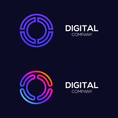 Letter O Colorful logotype with Three Line Technology and Digital Connection Link concept for your Corporate identity