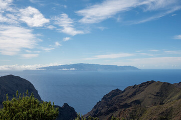 Fototapeta premium View on La Gomera island from Rural de Teno park on Tenerife, Canary islands, Spain