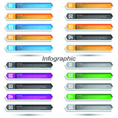 Collection infographics with steps and options, banners for web layout.