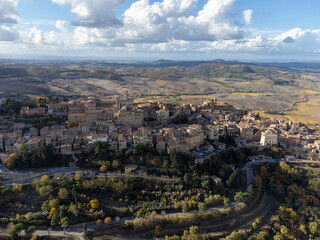 Fototapeta na wymiar Aerial view on old town Montepulciano, Tuscany, Italy