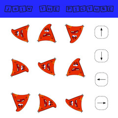 Line up the directions of the monsters. Educational children's game, worksheet for activities with children, vector illustration