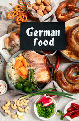 Assortment of different german food.