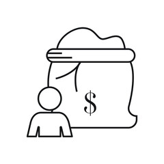 Man with money bag icon design. vector illustration
