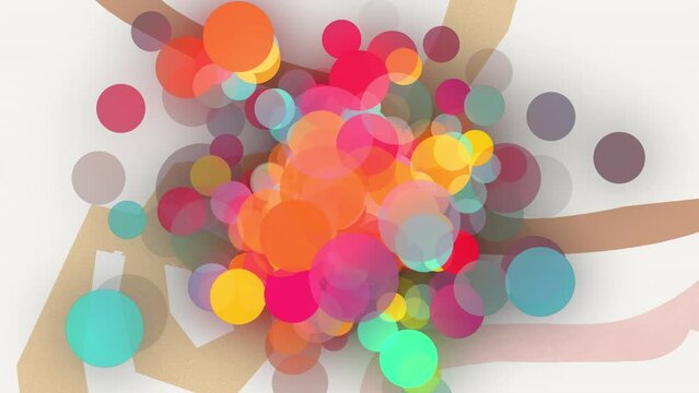 Animation of colorful spots and lines on white background