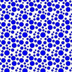 Blue and white seamless polka dot pattern vector.Seamless vector pattern Blue polka dots on a white background.Abstract background. Decorative print.Blue seamless texture.Vector background