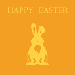 Fototapeta premium Easter greeting card with rabbit. Easter Bunny in a sitting position. Vector illustration in a flat style. Design elements for greeting and invitation card, banner, poster, advertisement,coloring book