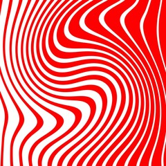 Abstract Red and White Geometric Pattern with Waves. Striped Structural Texture. Raster Illustration.Black and white stripes made in illustrator and rasterized.Stripes pattern for backgrounds.