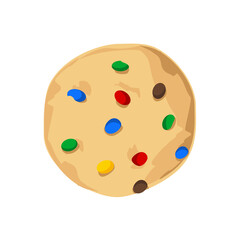 Traditional chocolate cookie with candies. Freshly baked choco cookie