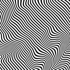 Abstract Black and White Geometric Pattern with Waves. Striped Structural Texture. Raster Illustration.Black and white stripes made in illustrator and rasterized.Stripes pattern for backgrounds.
