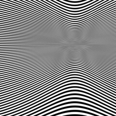 Abstract Black and White Geometric Pattern with Waves. Striped Structural Texture. Raster Illustration.Black and white stripes made in illustrator and rasterized.Stripes pattern for backgrounds.