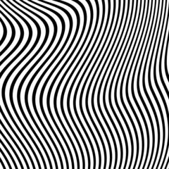 Abstract Black and White Geometric Pattern with Waves. Striped Structural Texture. Raster Illustration.Black and white stripes made in illustrator and rasterized.Stripes pattern for backgrounds.