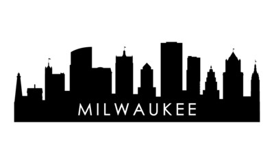 Milwaukee skyline silhouette. Black Milwaukee city design isolated on white background.