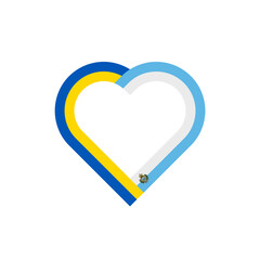 heart ribbon icon of ukraine and san marino flags. vector illustration isolated on white background