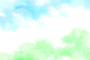 空と新緑のイメージ　アブストラクト（水彩タッチ）
