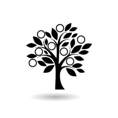 Money tree icon with shadow