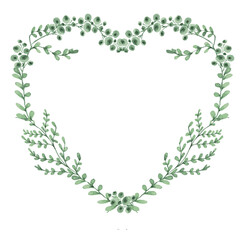 watercolor botanical frame, vegetation on white background, banner, postcard