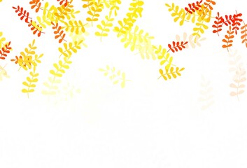 Light Red, Yellow vector abstract backdrop with leaves.