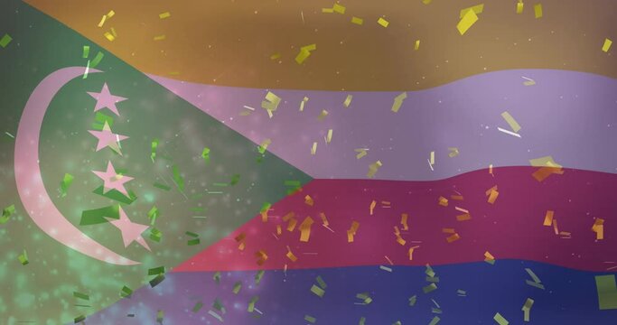 Animation of confetti over flag of comoros