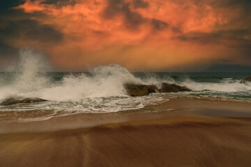 beautiful sunset over the Indian Ocean Sri Lanka