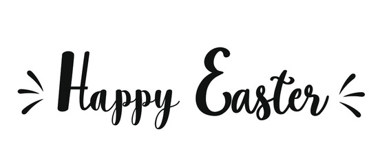 Happy Easter hand drawn calligraphy and brush lettering. Horizontal Easter banner. Vector illustration for design and print