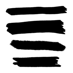 Set of black grunge stroke brush isolated on white background. Set of grunge banners.Grunge backgrounds.Abstract vector template