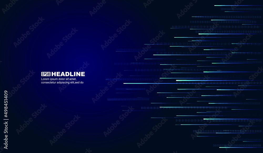 Poster dark blue digital lines with big data technology vector background