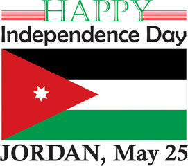 Jordanian national day 25th of May with national flag, Jordan happy Independence Day greeting card, banner, vector illustration