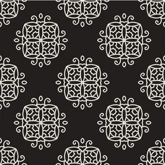 White ornament on dark background. Modern seamless pattern. Print  vector ornament. Decorative texture.  