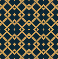 Geometric seamless pattern with gold ornament. Vector wallpaper. Abstract texture for textile, print, fabric. Classic wallpaper. 