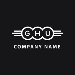 GHU letter logo design on black background. GHU  creative initials letter logo concept. GHU letter design.