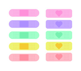 Colorful and cute band, band-aid illustration set.