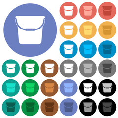 Single bucket round flat multi colored icons