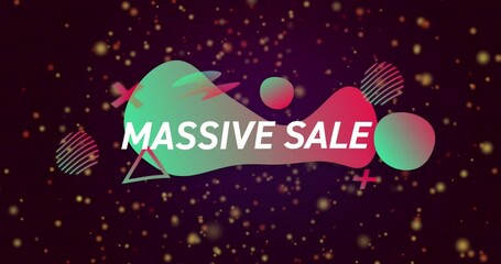 Animation of massive sale text over spots on black background - Powered by Adobe