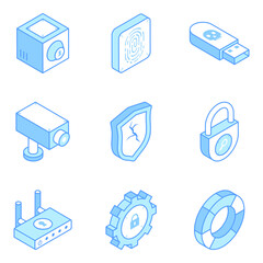 Pack of Security Services Isometric Icons 