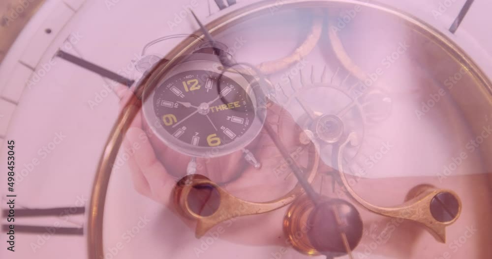 Poster Animation of clock over hand holding clock