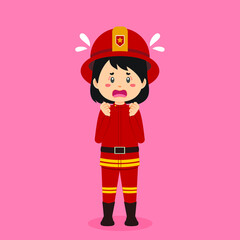 Stock Vector Confused Firefighters Woman